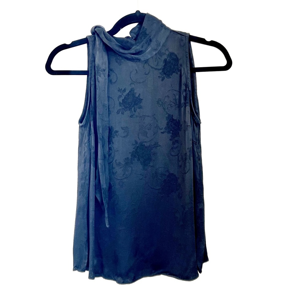 Anthropologie Moulinette Soeurs Black Sleeveless Blouse with Bow Tie Neck Reg 2